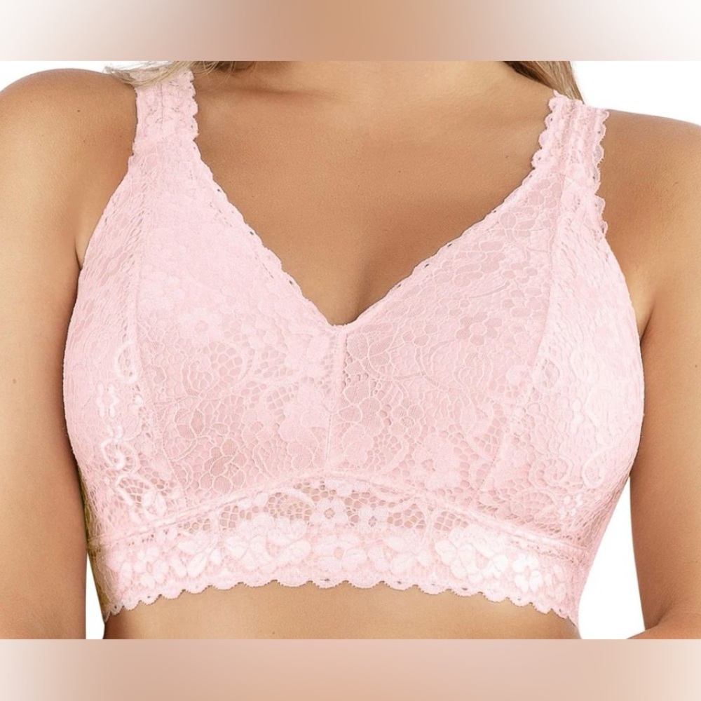 Parfait Adriana Lace Wireless Bralette 32F (UK) / 32G (US) in Light Pink